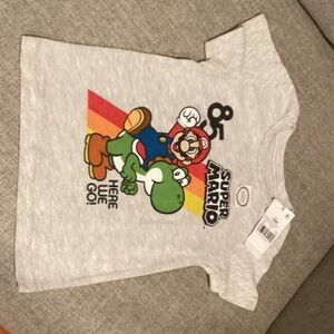 Nintendo Kids Gray Short Sleeve Tee with Mario & Yoshi Graphic